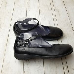 Josef Seibel Black Leather Mary Jane Loafers
